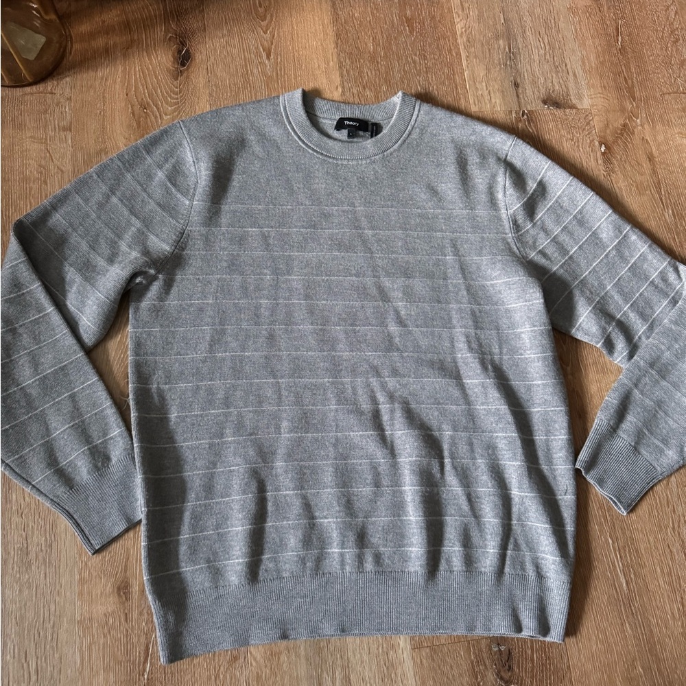 Theory Mens Light Gray Wool Crewneck Sweater‎ Size L